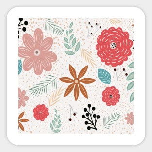 Red Pink Blue Yellow Flower Pattern Layers Sticker